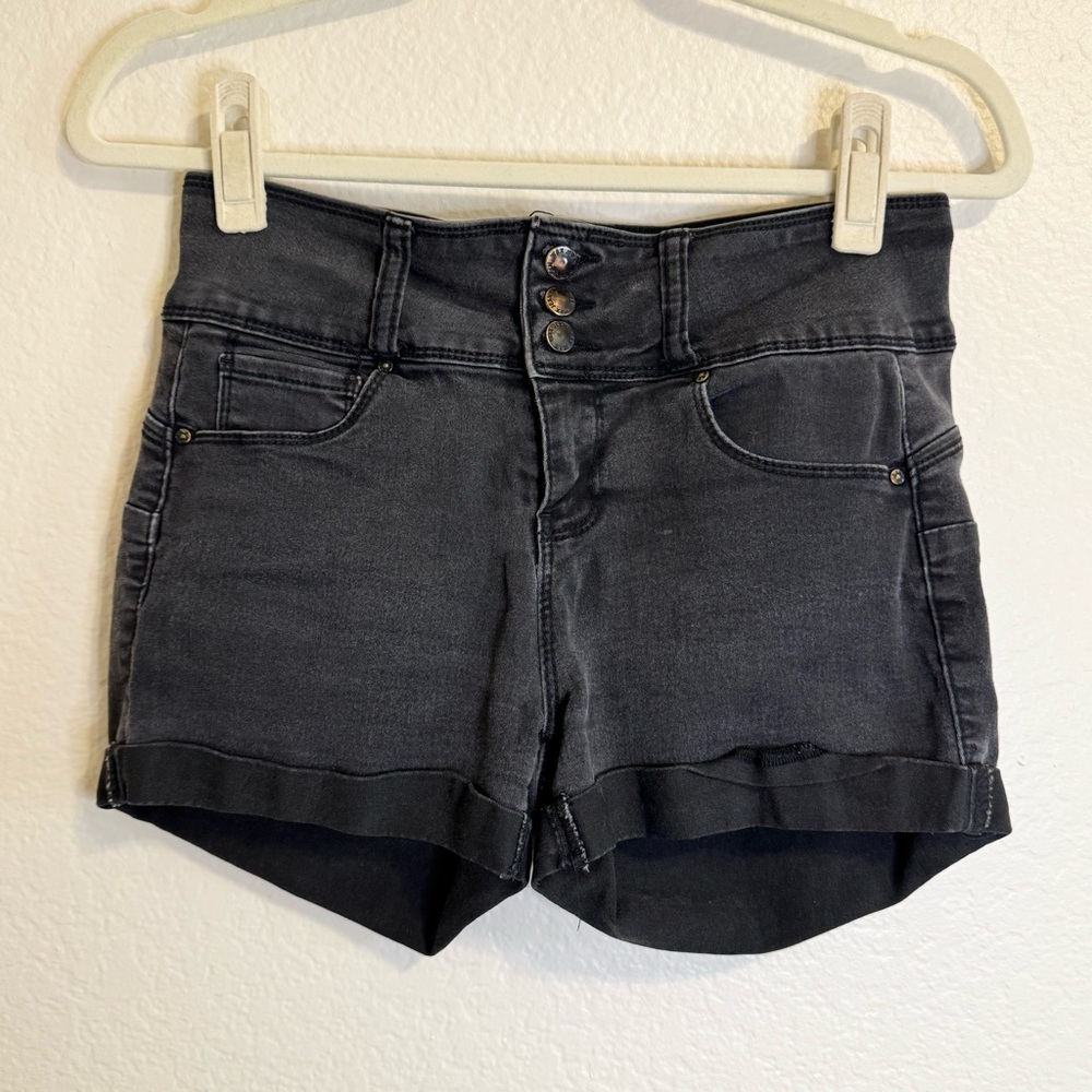 Wax Jean High Waist Black Denim Shorts